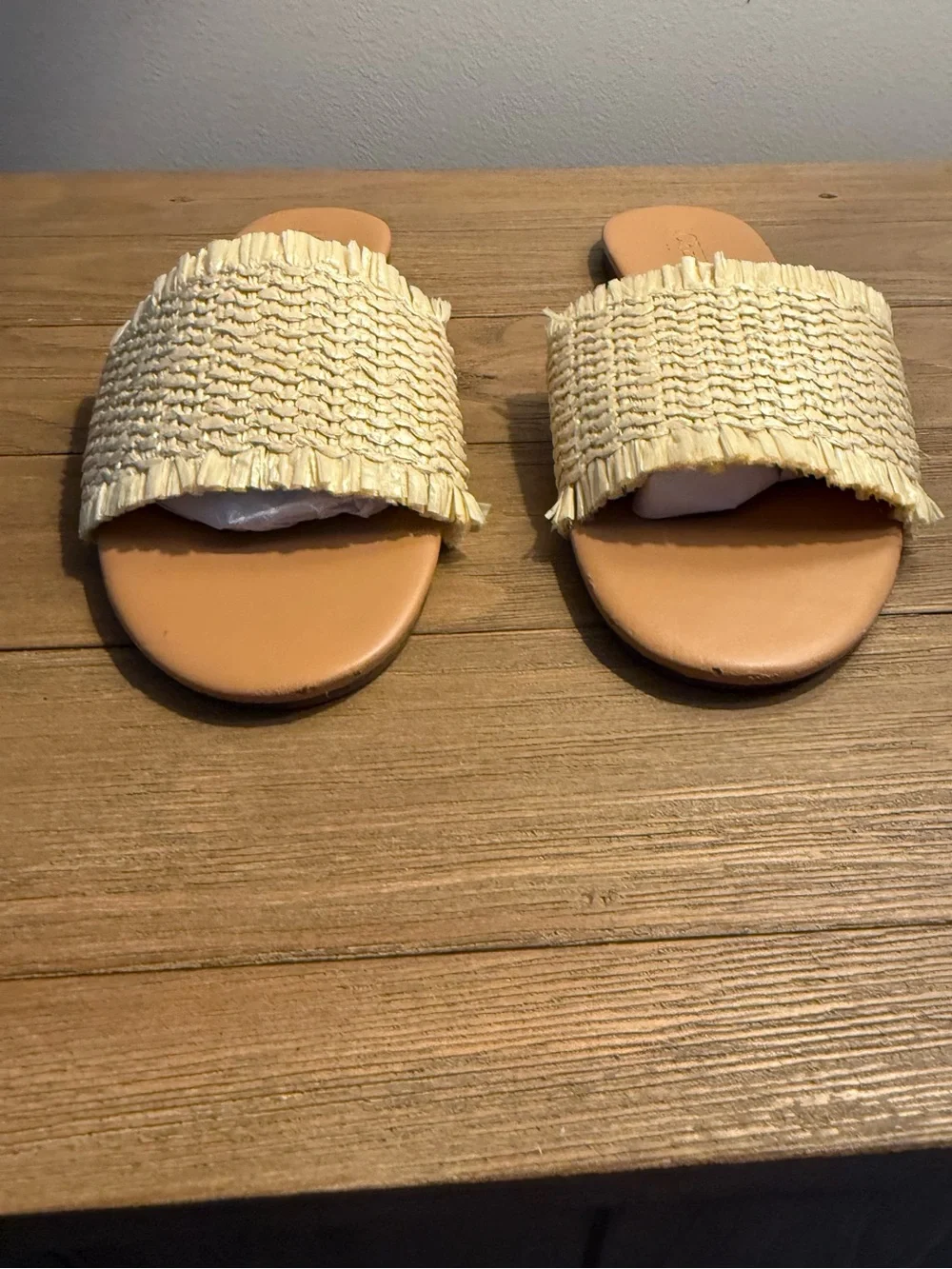 J. Crew Women’s Raffia Comfy Slide Sandals Size 8 Natural
